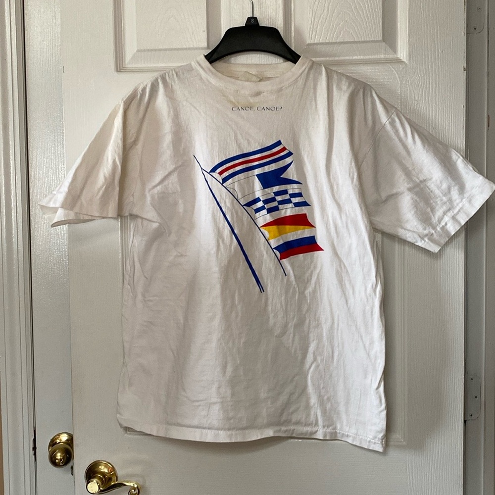 VTG 80’s Flag Flags Canoe Canoe Boating Single Stitch T-Shirt Tee Shirt